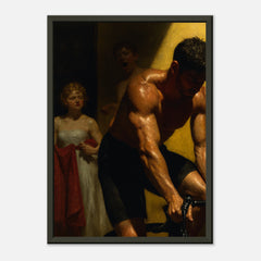 Holy Spin – poster in aluminium lijst, productfoto, vooraanzicht, geïnspireerd op Caravaggio