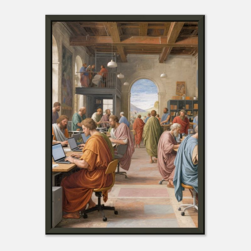 The Scholars’ Startup – poster in aluminium lijst, productfoto, vooraanzicht, geïnspireerd op Raphael