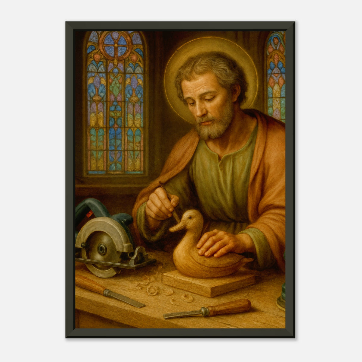 St. Joseph’s Duck – poster in aluminium lijst, productfoto, vooraanzicht, geïnspireerd op Raphael