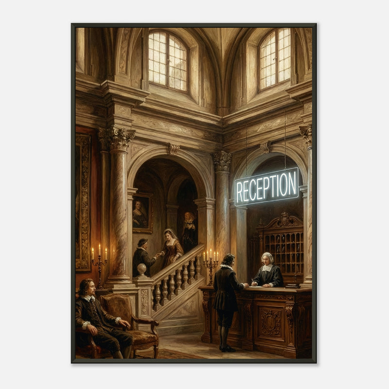 Baroque Meets Booking – poster in aluminium lijst, productfoto, vooraanzicht, geïnspireerd op Peter Paul Rubens