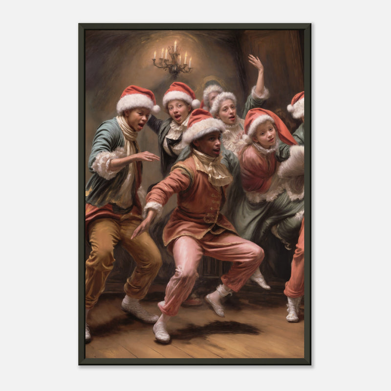 Christmas Breakdance – poster in aluminium lijst, productfoto, vooraanzicht, geïnspireerd op Jean-Honoré Fragonard