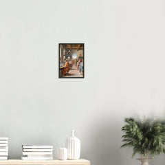 The Scholars’ Startup – poster in aluminium lijst boven een wit dressoir met planten