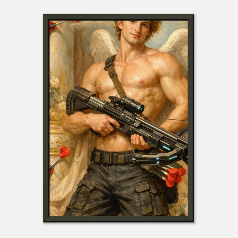 Cupid, Fully Loaded – poster in aluminium lijst, productfoto, vooraanzicht, geïnspireerd op Caravaggio