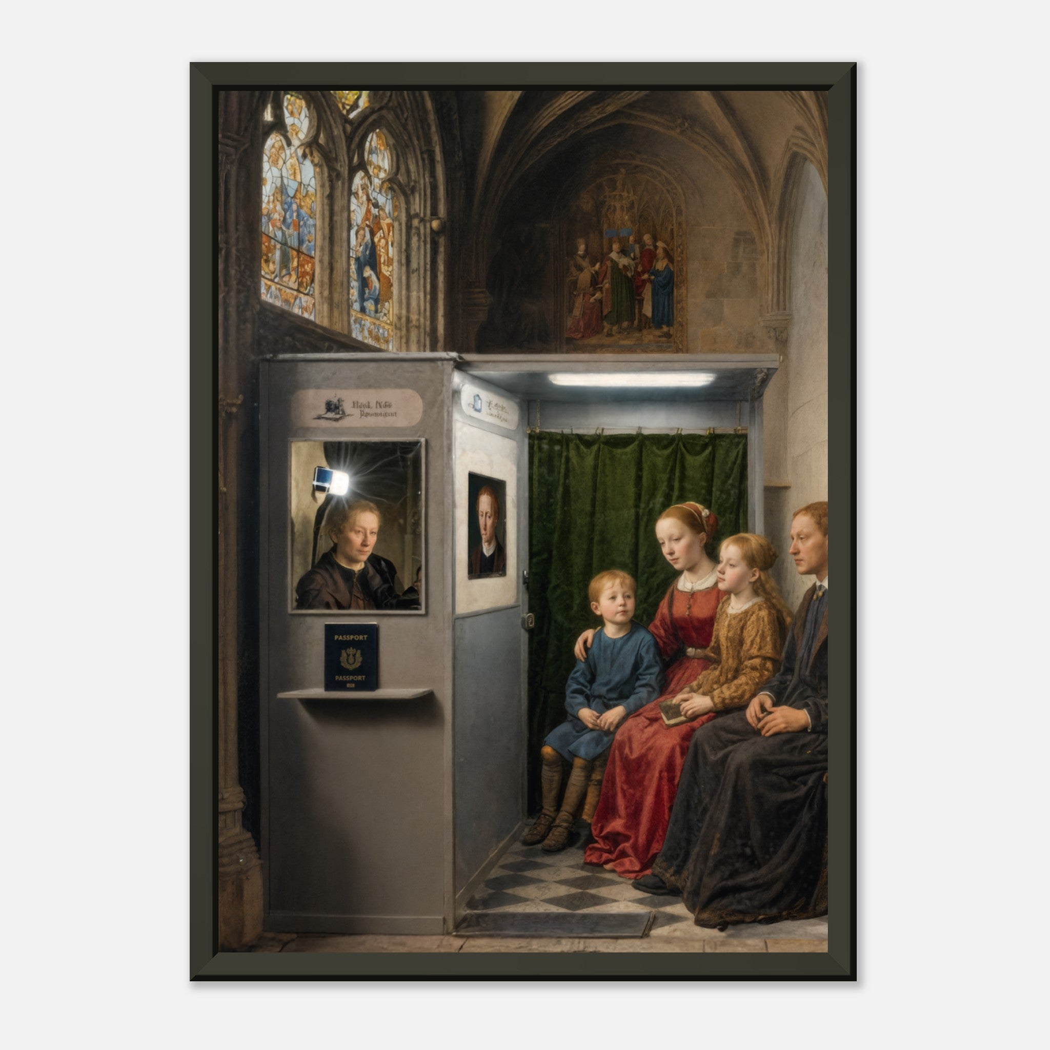 Chapel ID – poster in aluminium lijst, productfoto, vooraanzicht, geïnspireerd op Jan van Eyck