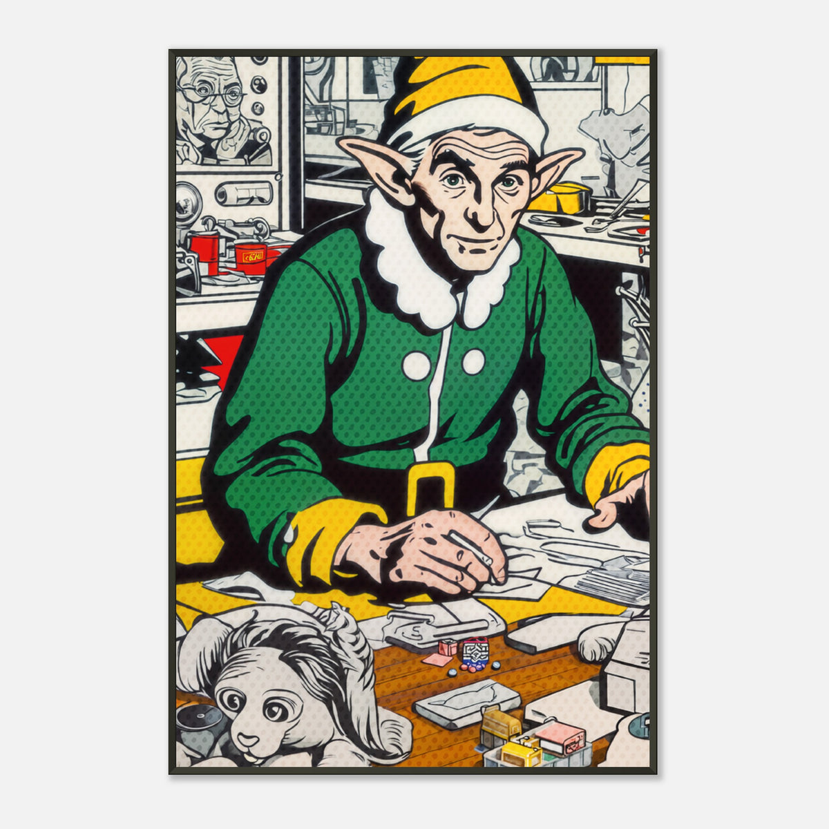 The Tired Elf – poster in aluminium lijst, productfoto, vooraanzicht (weergave 4)